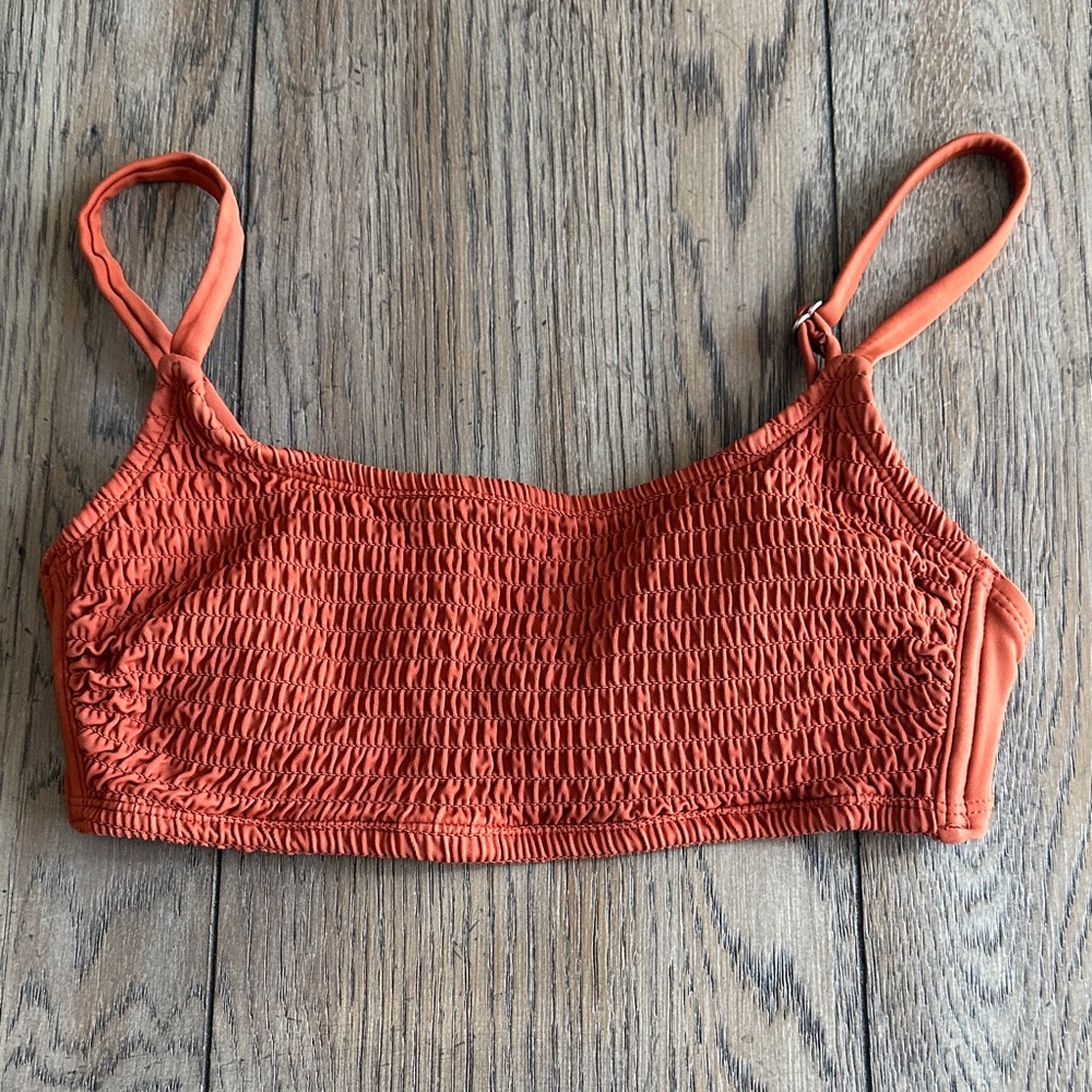 Xhilaration Terracotta Smocked Crop Bikini Top Rust Orange Size D / DD
